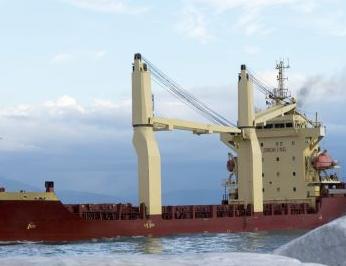 Bulk Carrier w Cranes in Ice